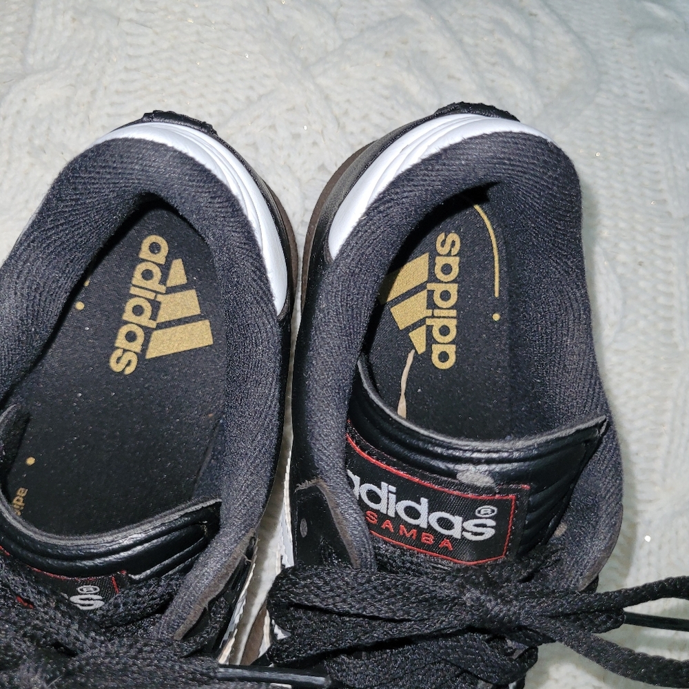 Adidas Black and White Samba Sneakers Iconic Design Size 2 Kid's Used - Picture 7 of 8